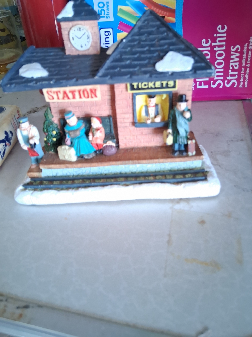 Classic Holiday Train Station Figurine - Multi-Color